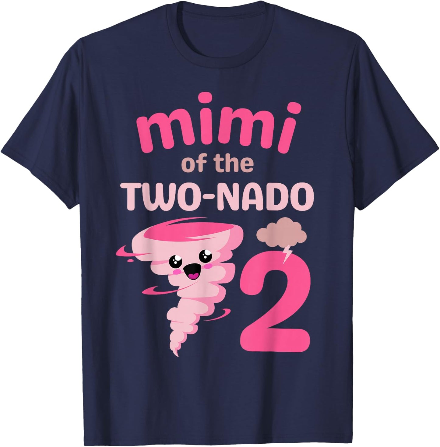 Mimi of the Two-nado Tornado Theme 2nd Birthday Party Kids T-Shirt - T-Shirt | Navy