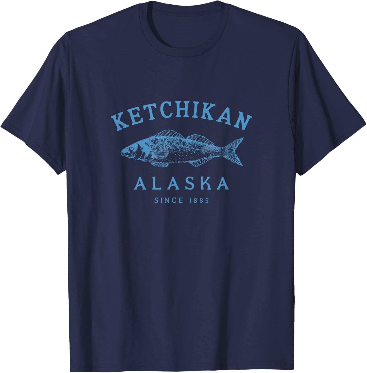 Retro Ketchikan Alaska Fishing Graphic T-Shirt - T-Shirt | Navy