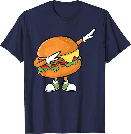 Funny Hamburger Art Men Women Cheeseburger Burger Meat Eater T-Shirt - T-Shirt | Navy