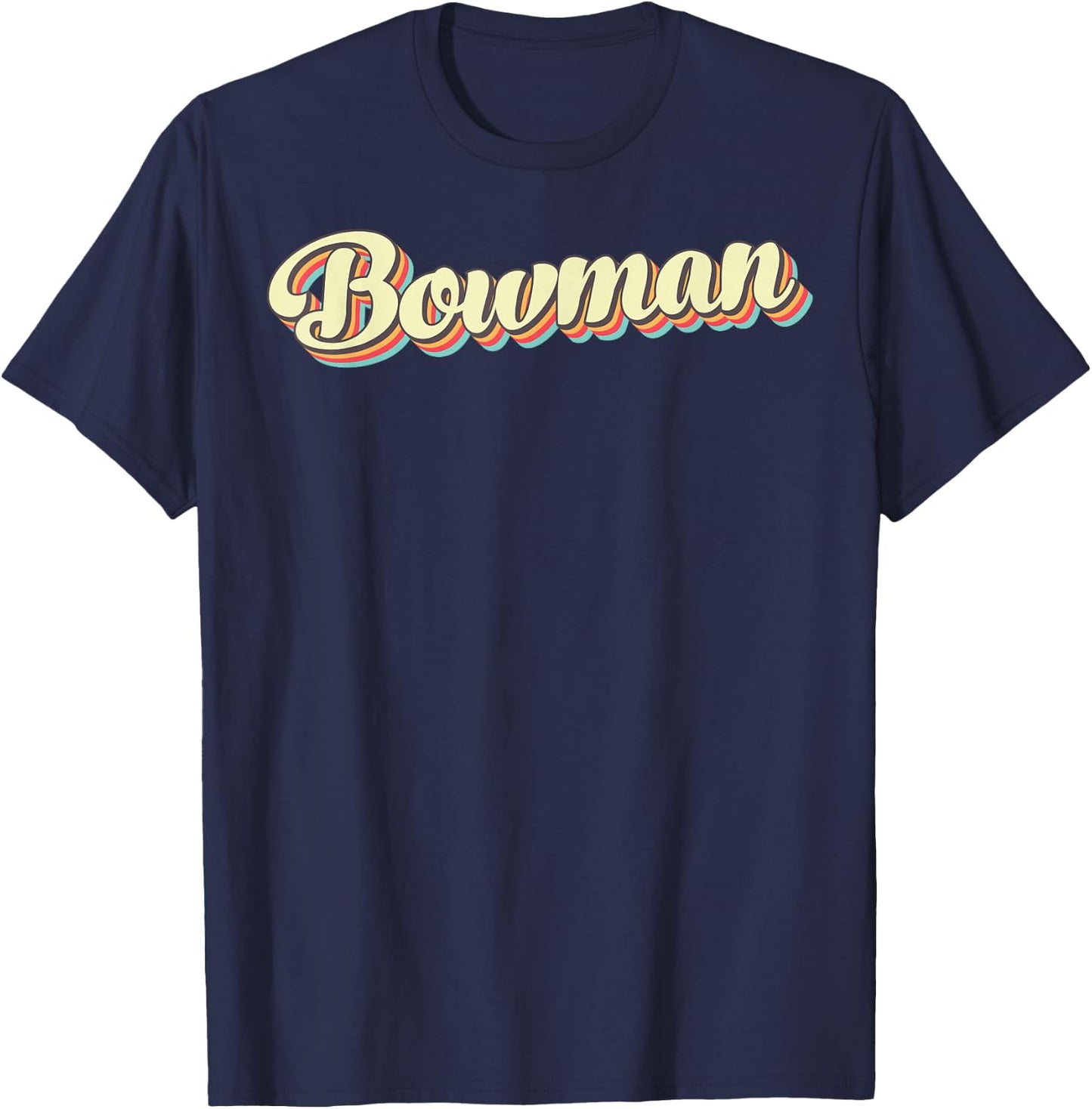 Bowman Retro Art Baseball Font Vintage T-Shirt - T-Shirt | Navy