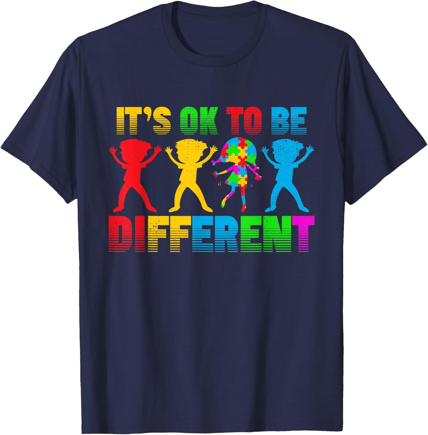 Ok To Be Different Acceptance Autistic Kids Autism Awareness T-Shirt - T-Shirt | Navy