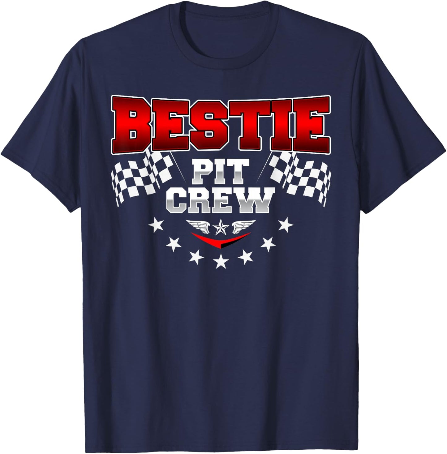 Bestie Pit Crew Racing Car Birthday Crew Family Matching T-Shirt - T-Shirt | Navy
