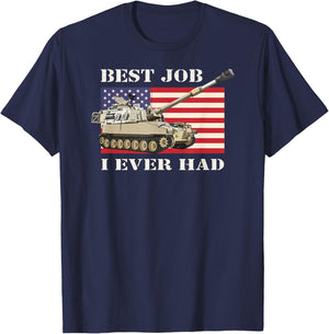 M109 A6 Paladin Howitzer Veteran Best Job USA American Flag T-Shirt - T-Shirt | Navy