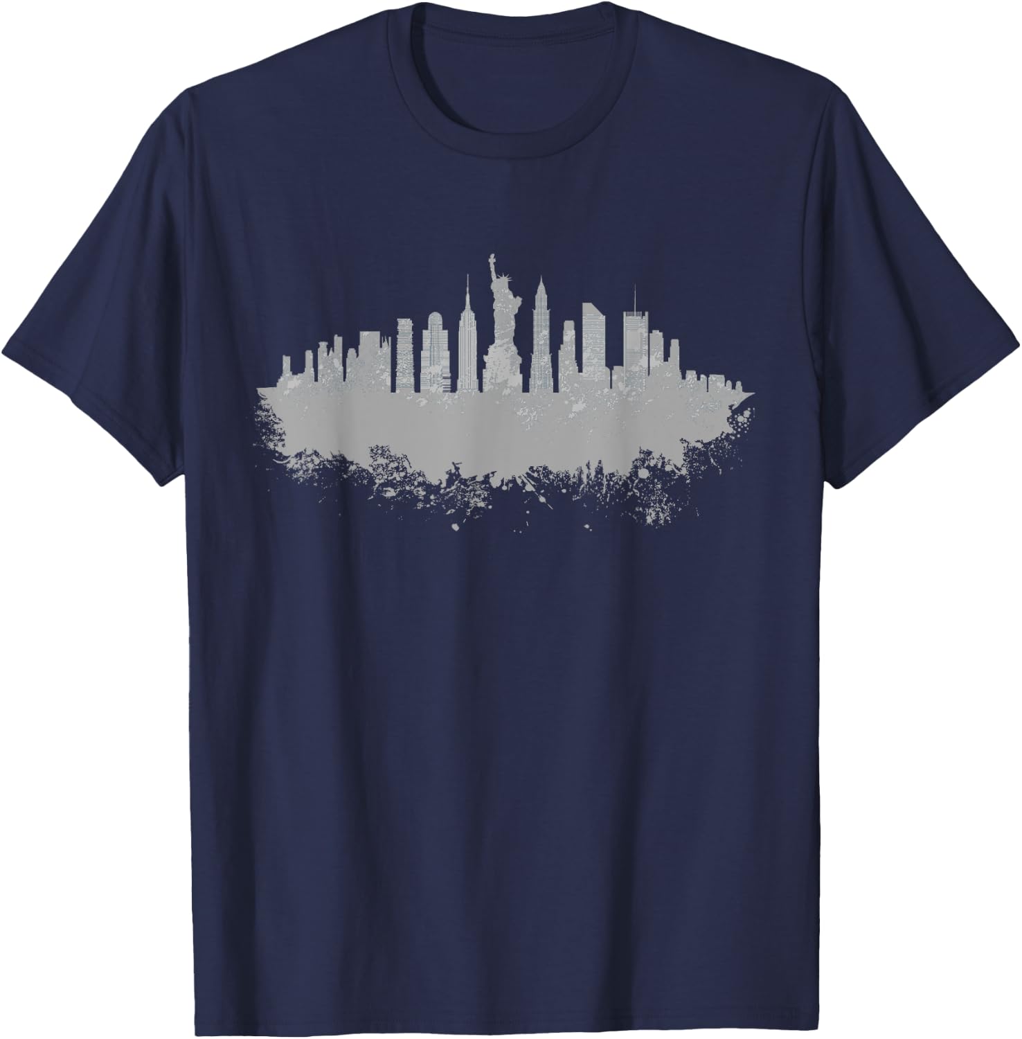 New York Skyline NY NYC Statue of Liberty USA America T-Shirt - T-Shirt | Navy