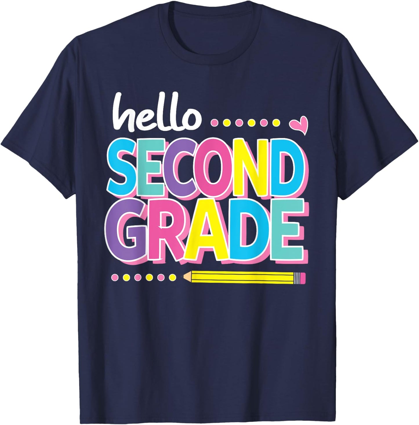 Hello Second 2nd Grade First Day Back to School 2024 Girls T-Shirt - T-Shirt | Navy