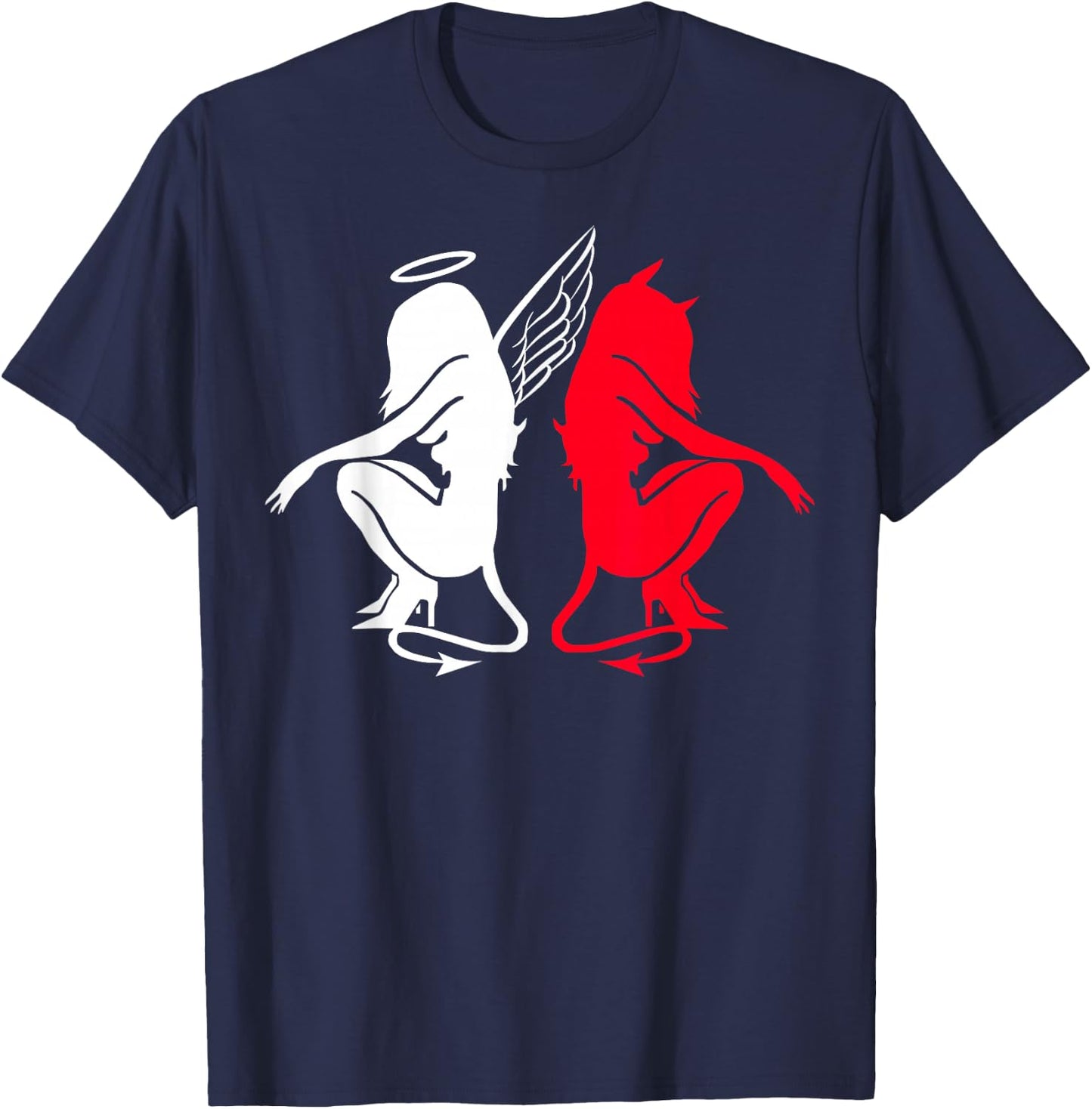 Devil and Angel Love Lovers Women. T-Shirt - T-Shirt | Navy