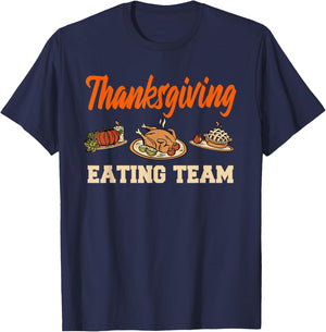 Thanksgiving Eating Team Roasted Turkey Pumpkin Pie T-Shirt - T-Shirt | Navy