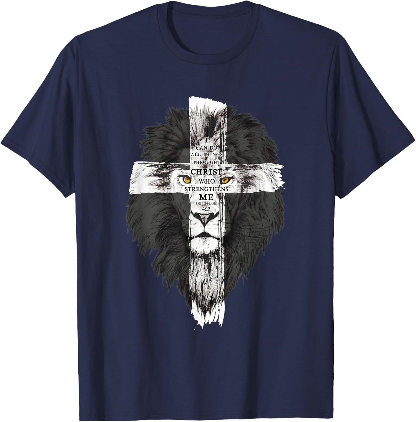 I Can Do All Things Through Christ Religious Lion of Judah T-Shirt - T-Shirt | Navy