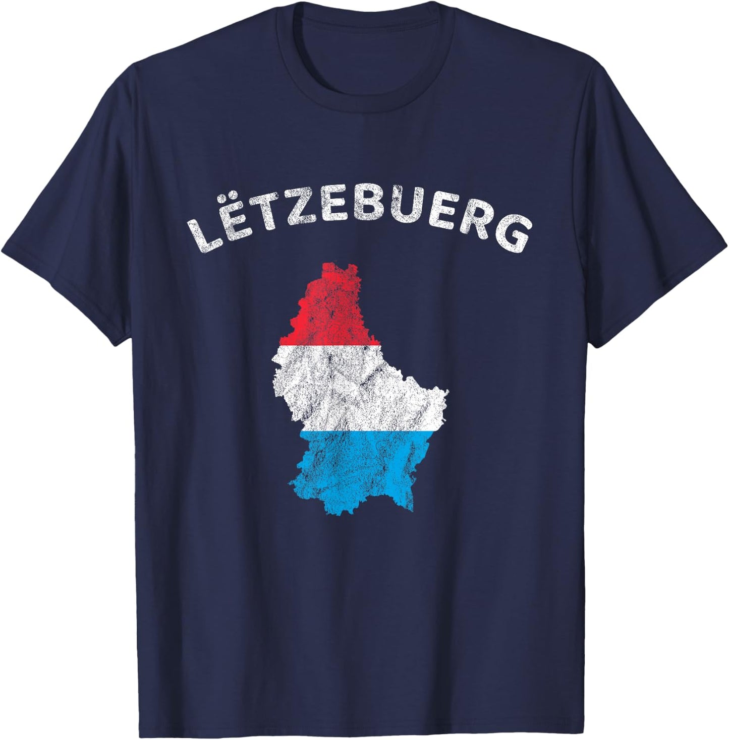 Luxembourg Flag, Letzebuergesch Luxembourg Outline T-Shirt - T-Shirt | Navy