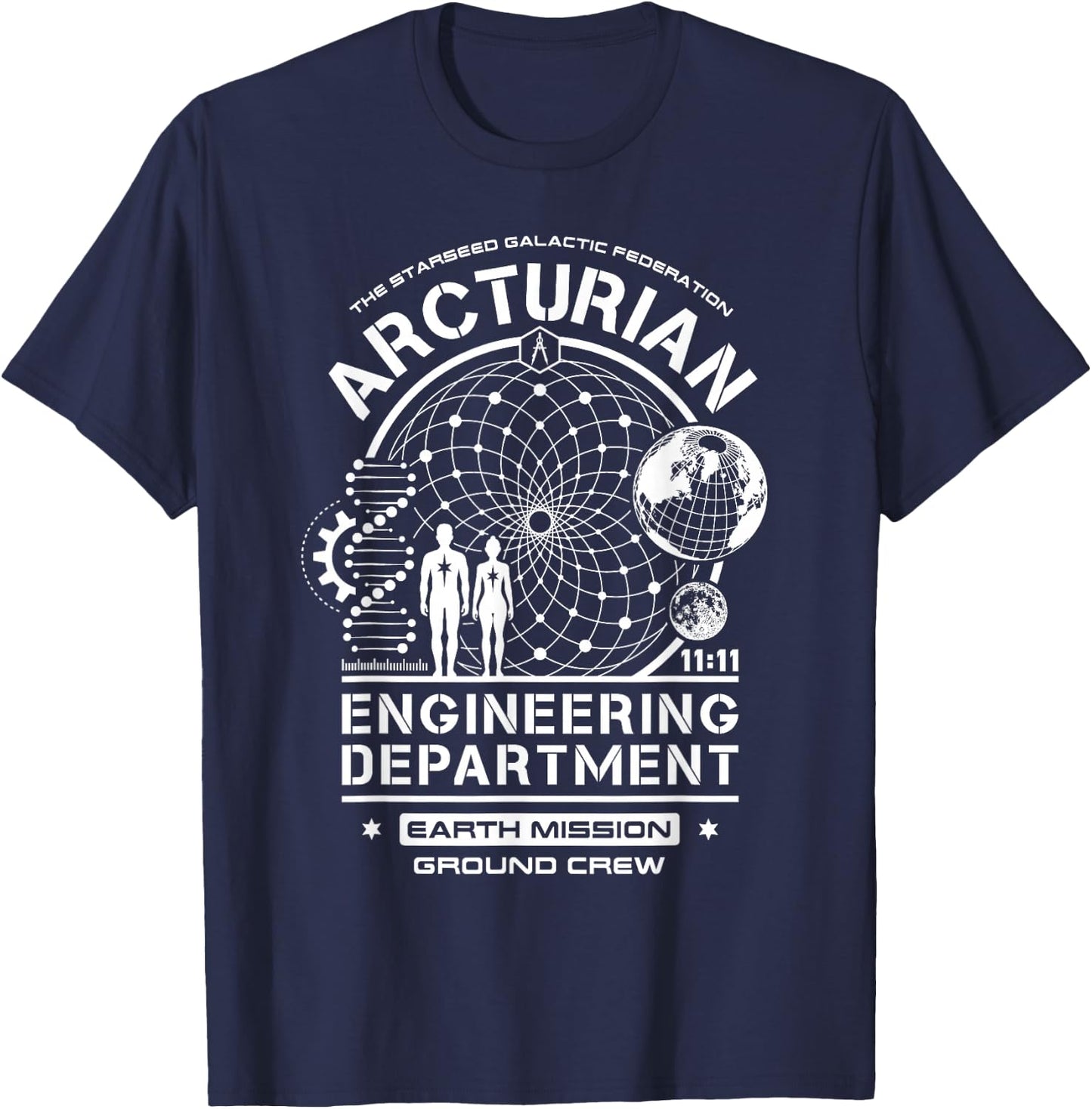Arcturian Engineering Department Starseed Earth Mission Crew T-Shirt - T-Shirt | Navy