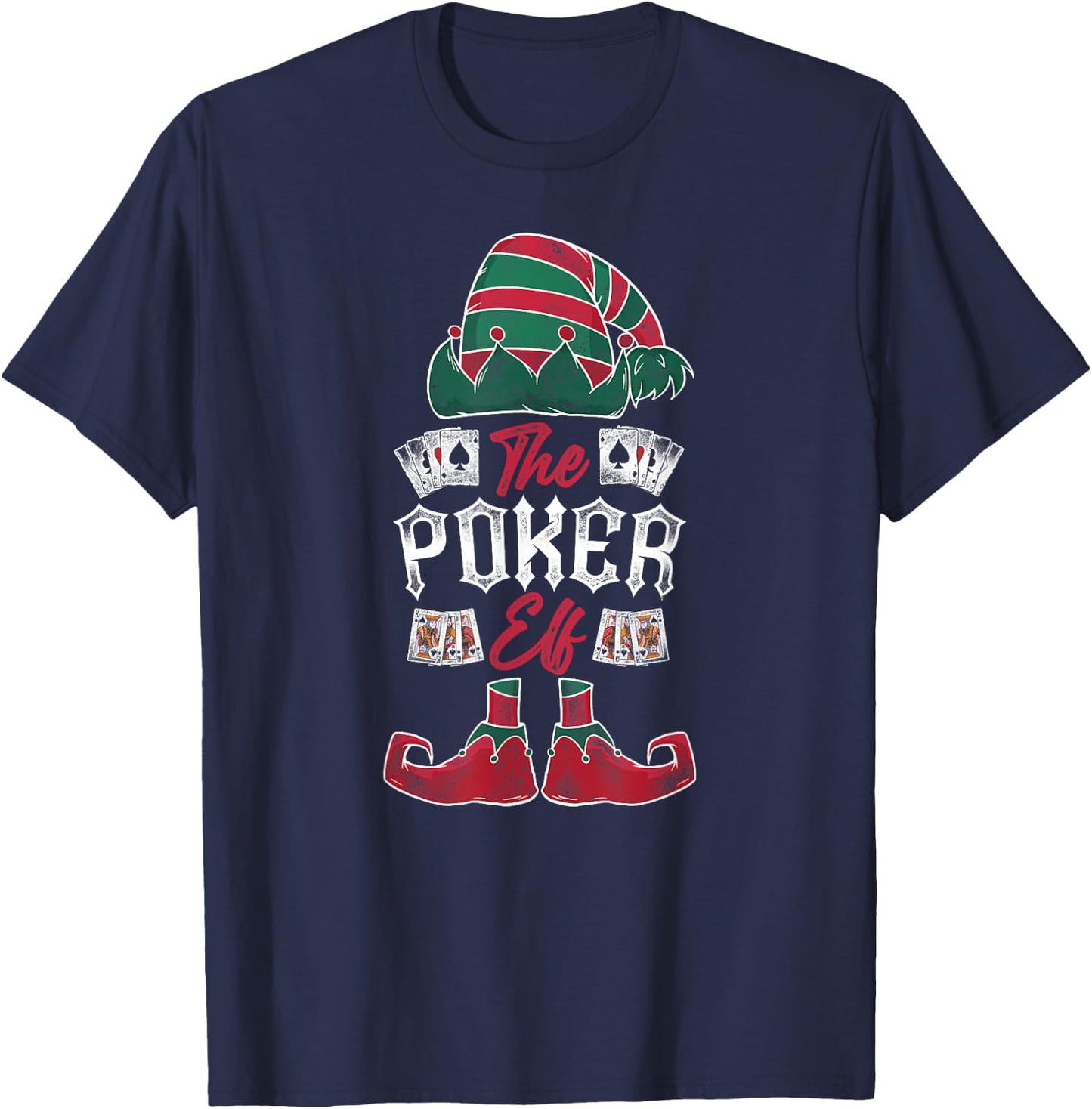 Poker Christmas Elf Vintage The Poker Elf T-Shirt - T-Shirt | Navy