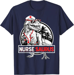RN Nurse Saurus Nursing School Graduation Dinosaur Men Women T-Shirt - T-Shirt | Navy
