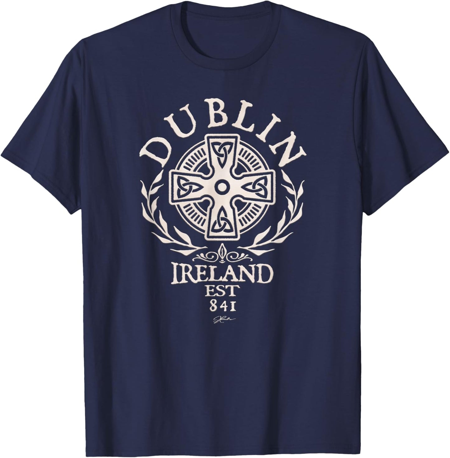 JCombs: Dublin, Ireland, with Celtic Cross T-Shirt - T-Shirt | Navy