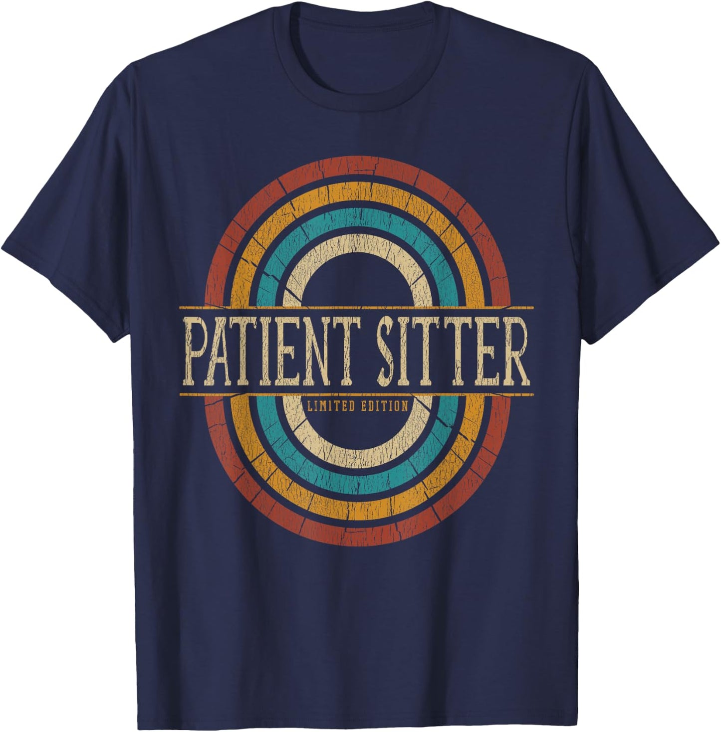 Patient Sitter Vintage Retro T-Shirt - T-Shirt | Navy