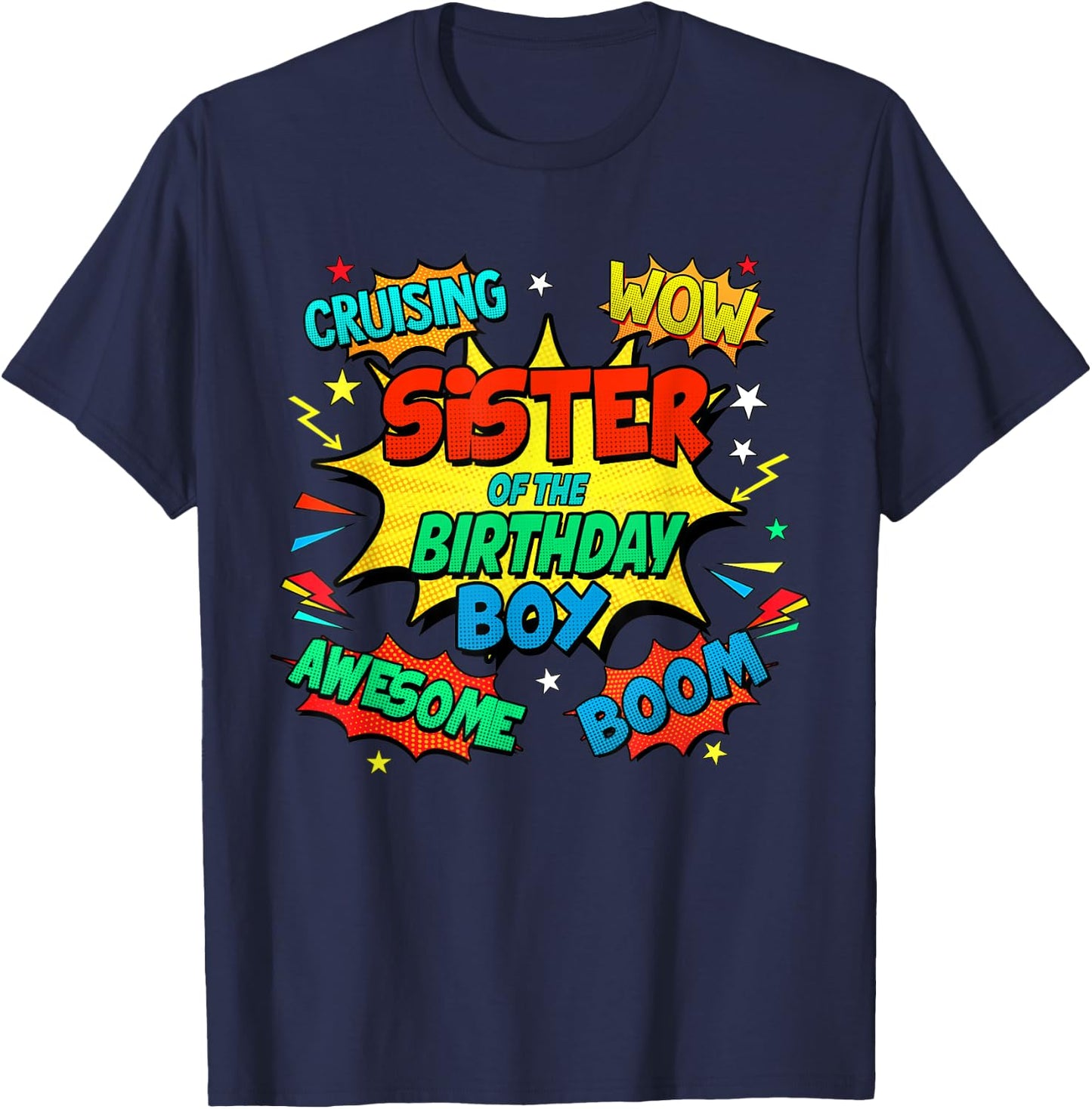 Aunt of The Birthday Boy Shirt Mother Superhero Comic Party T-Shirt - T-Shirt | Navy