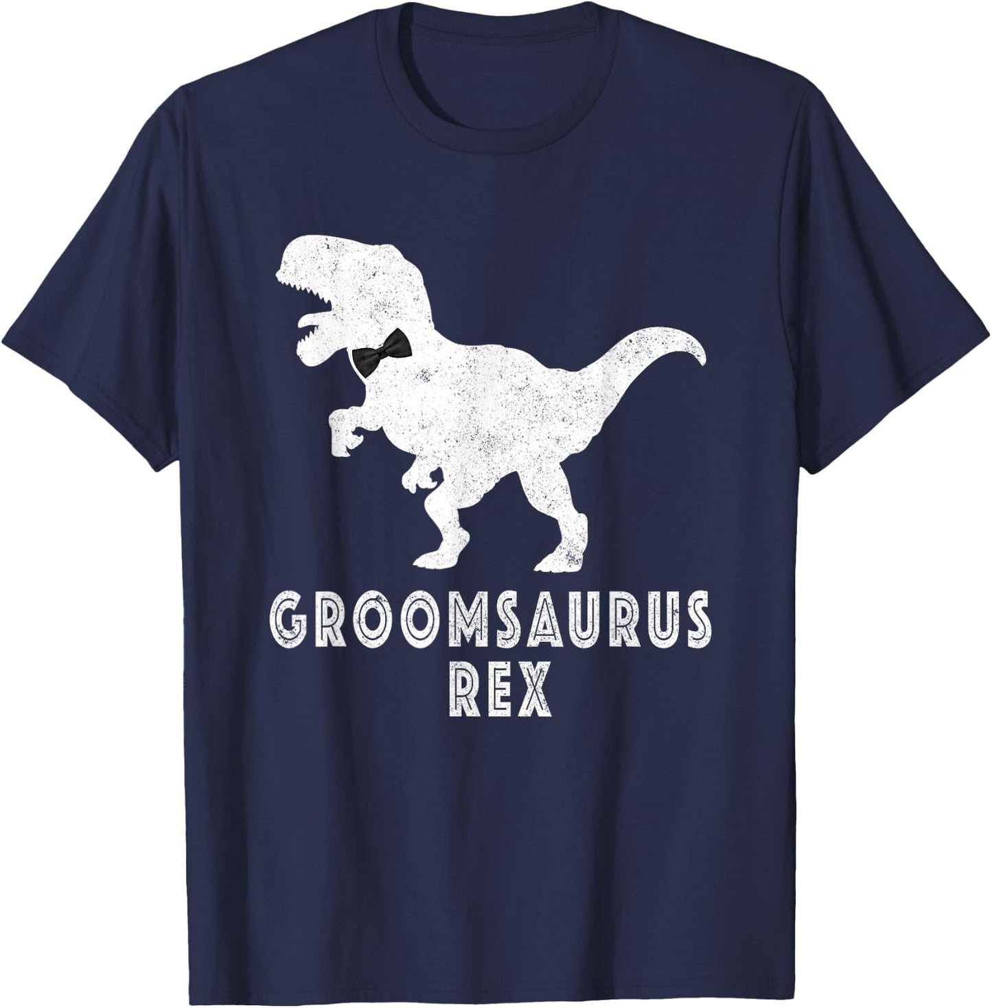 Bride Dinosaur Rex Groomsaurus Groom Engagement T-Shirt - T-Shirt | Navy
