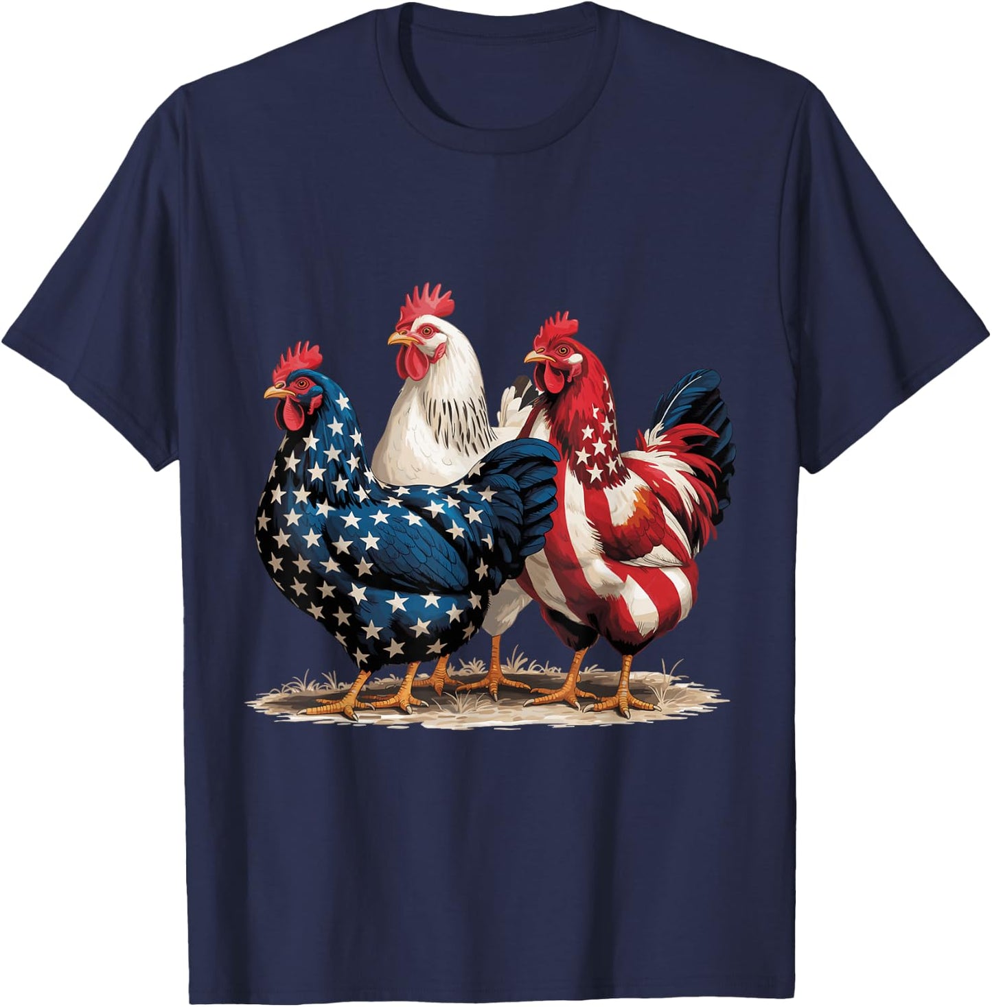 4th of July Patriotic Rooster Red White Blue Chicken Kids T-Shirt - T-Shirt | Navy