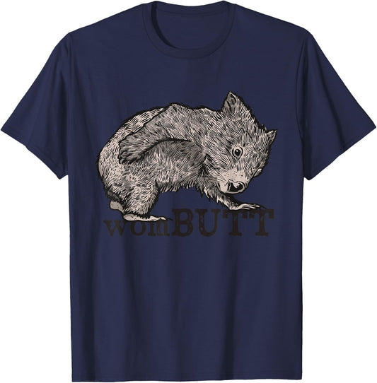 Wombat Vintage Wombutt Retro Style T-Shirt - T-Shirt | Navy