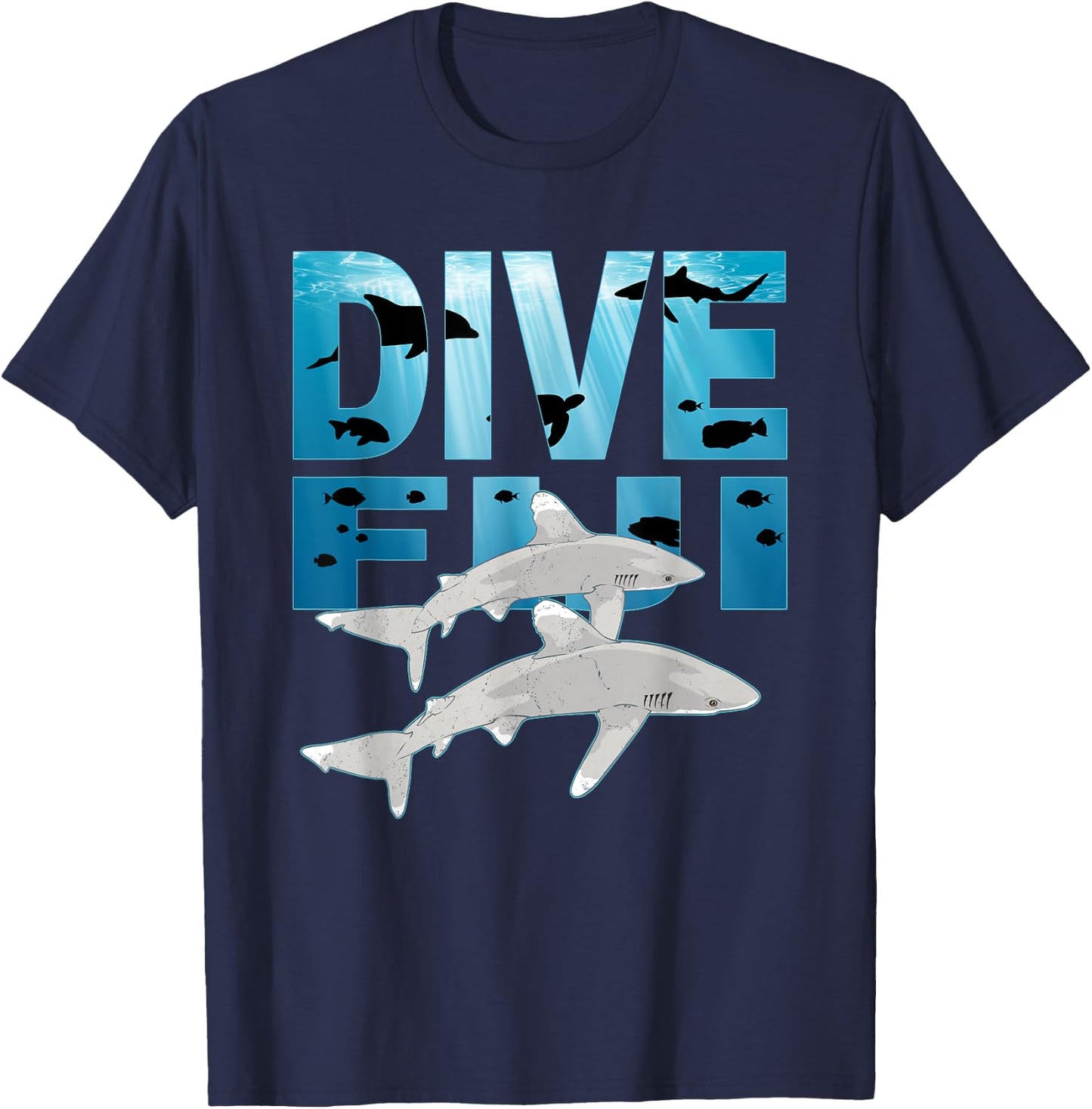 Oceanic Whitetip Shark and Dive Fiji Nigano T-Shirt - T-Shirt | Navy