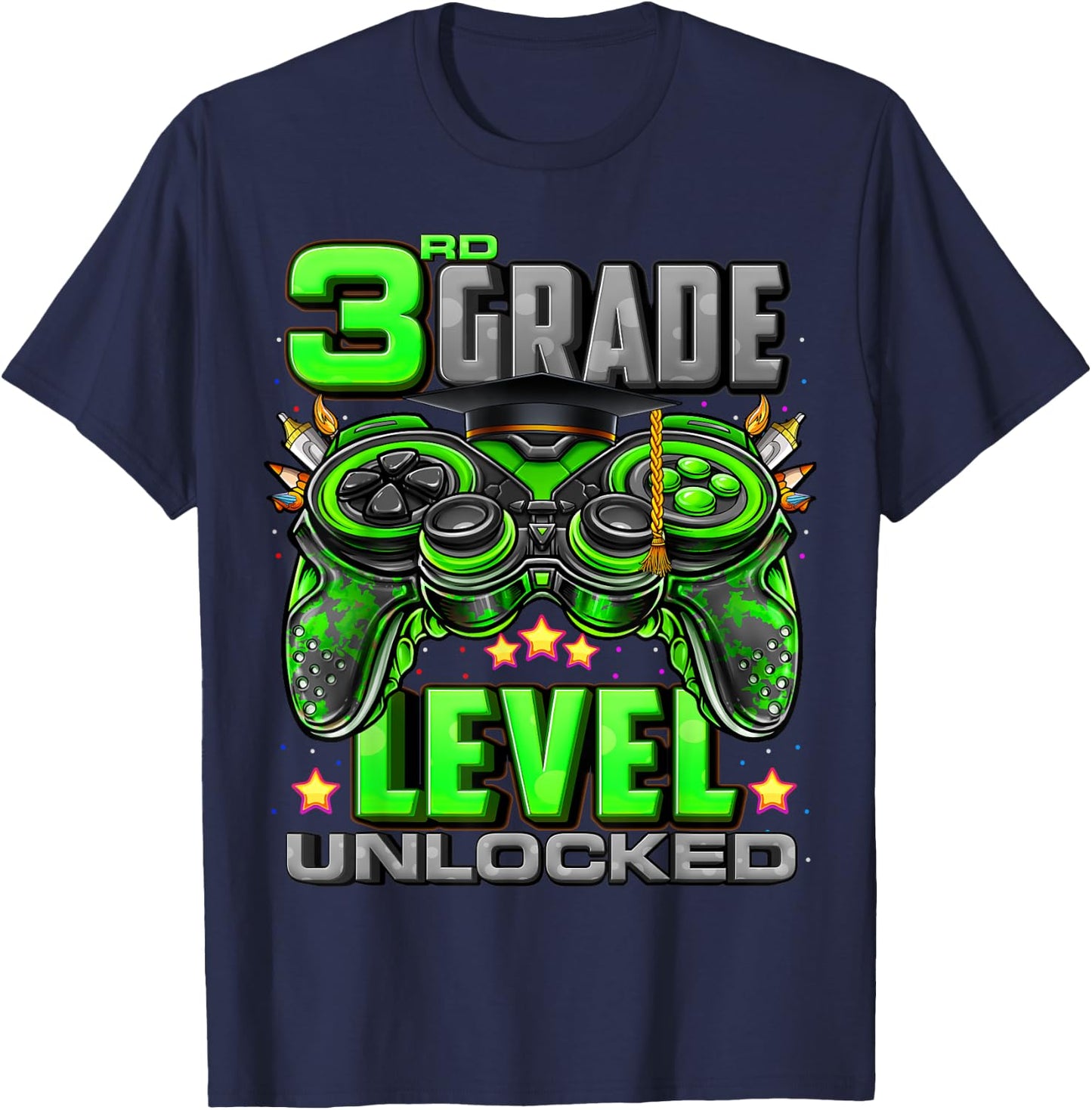 3rd Grade Level Unlocked Back To School 3rd Grade Boys T-Shirt - T-Shirt | Navy