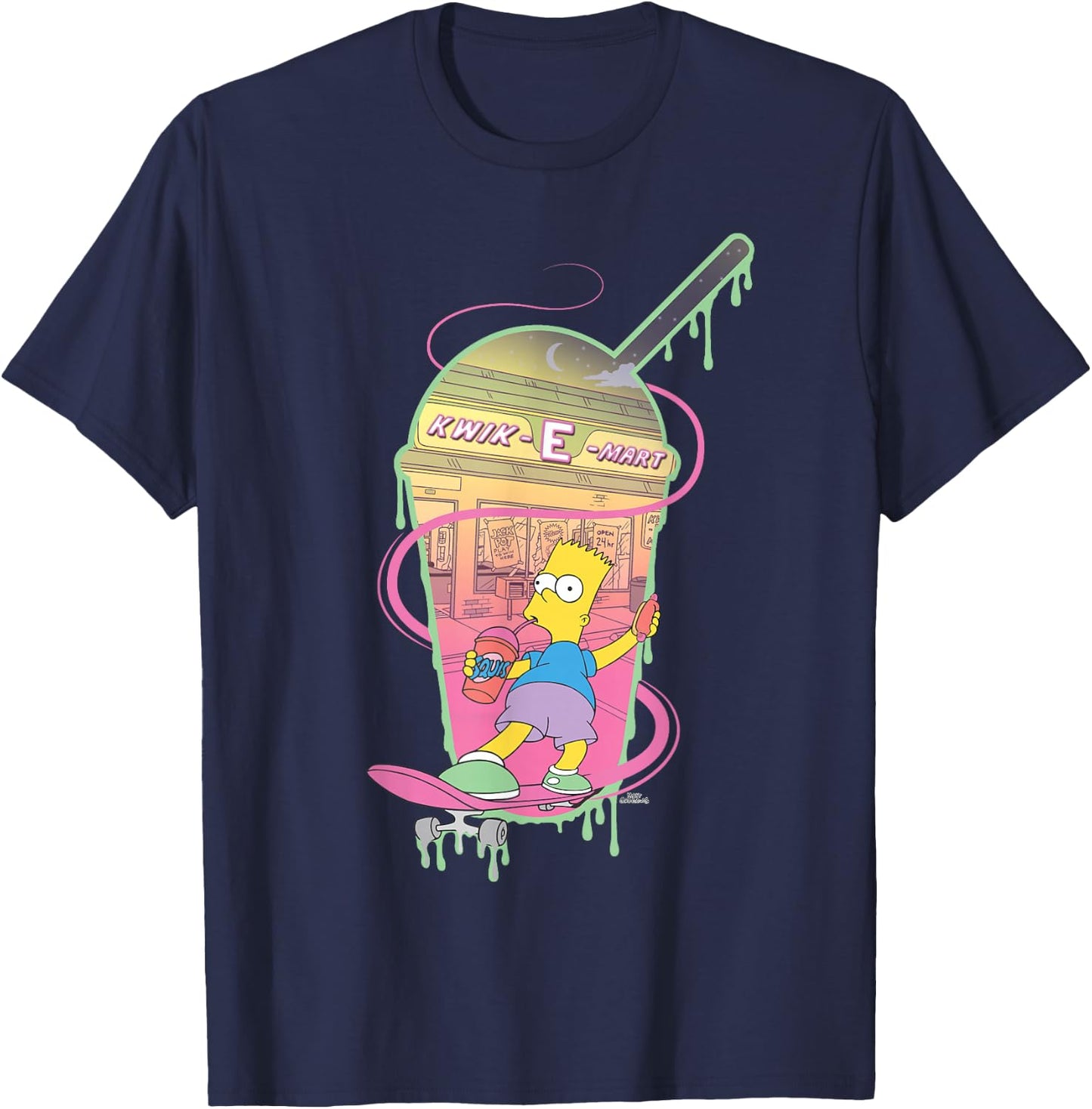 The Simpsons Bart Simpsons Kwik-E-Mart Squishee Small T-Shirt - T-Shirt | Navy