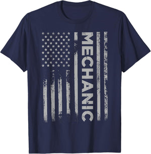 Mechanic American Flag Men Patriotic Car Mechanic USA Flag T-Shirt - T-Shirt | Navy