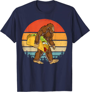 Bigfoot Carrying Taco Funny Cinco de Mayo Boys Men Sasquatch T-Shirt - T-Shirt | Navy