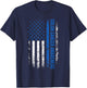 Colon Cancer Awareness Blue Ribbon US American Flag T-Shirt - T-Shirt | Navy