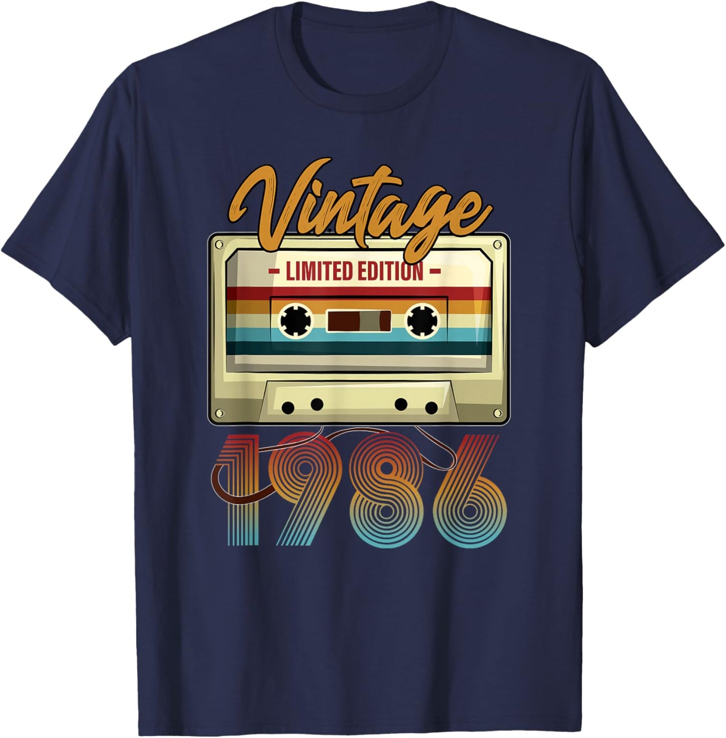Vintage 1986 39th Birthday Cassette Tape Women B-Day T-Shirt - T-Shirt | Navy