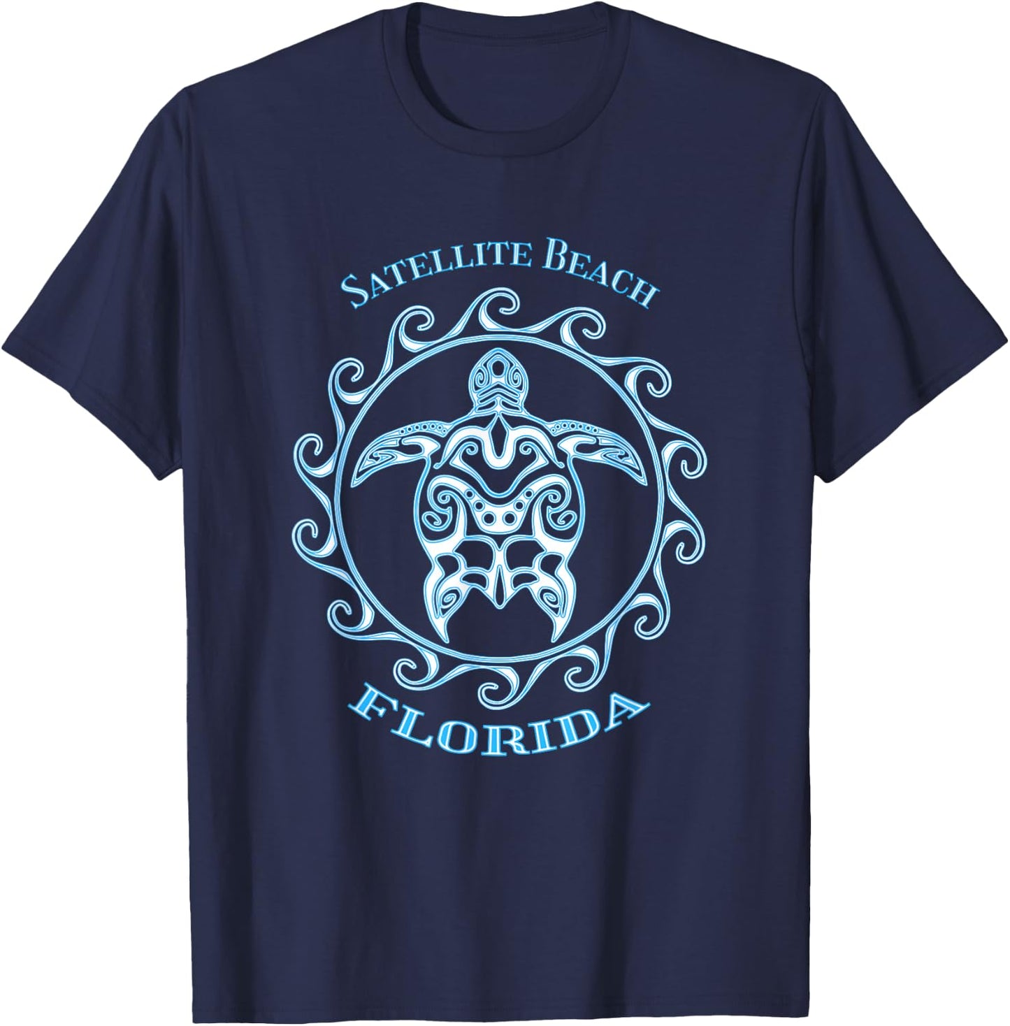 Satellite Beach Florida Tribal Sea Turtle Summer T-Shirt - T-Shirt | Navy