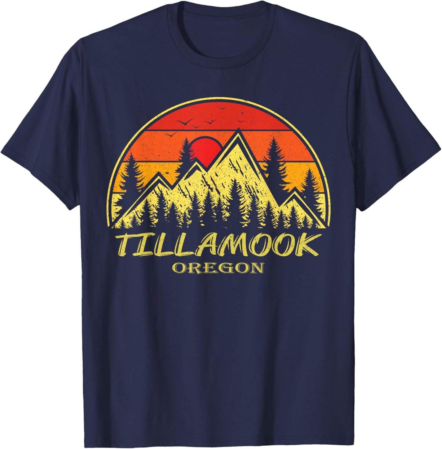Vintage Tillamook Oregon OR Mountains Hike Hiking Souvenir T-Shirt - T-Shirt | Navy