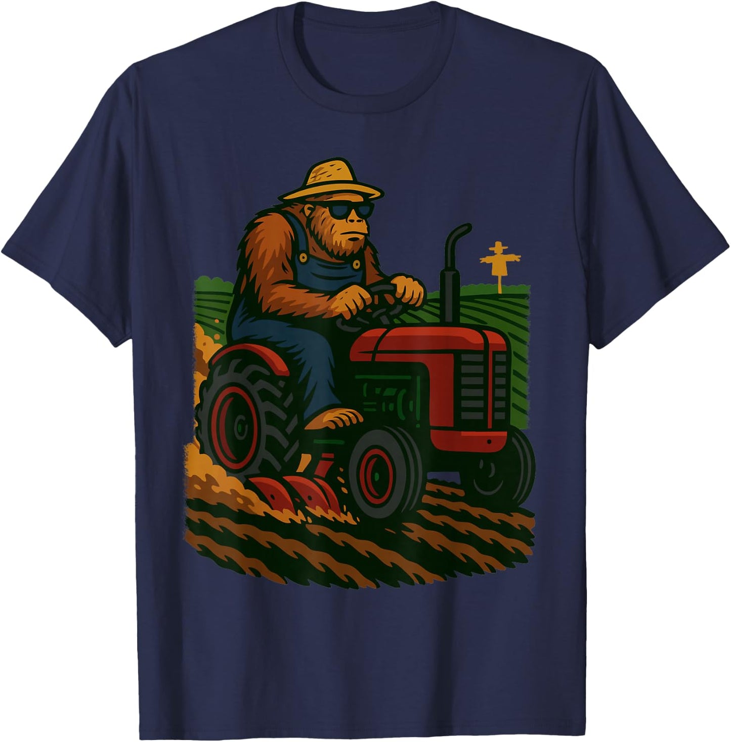 Funny Bigfoot Farmer Tractor Farming Farm Men Boys T-Shirt - T-Shirt | Navy