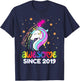Fourth 5th Birthday Awesome Since 2019 Rainbows and Unicorn T-Shirt - T-Shirt | Navy