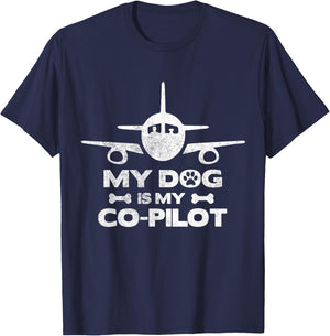 My Dog Is My Co Pilot Aviation Aviator Flying T-Shirt - T-Shirt | Navy