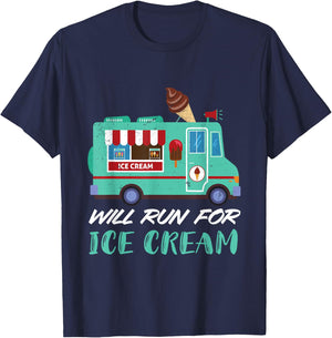 Ice Cream Truck Will Run For Ice Cream Truck Driver T-Shirt - T-Shirt | Navy