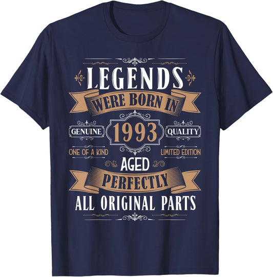Legends Born in 1993 32nd Birthday 32 Years Old Bday Men T-Shirt - T-Shirt | Navy