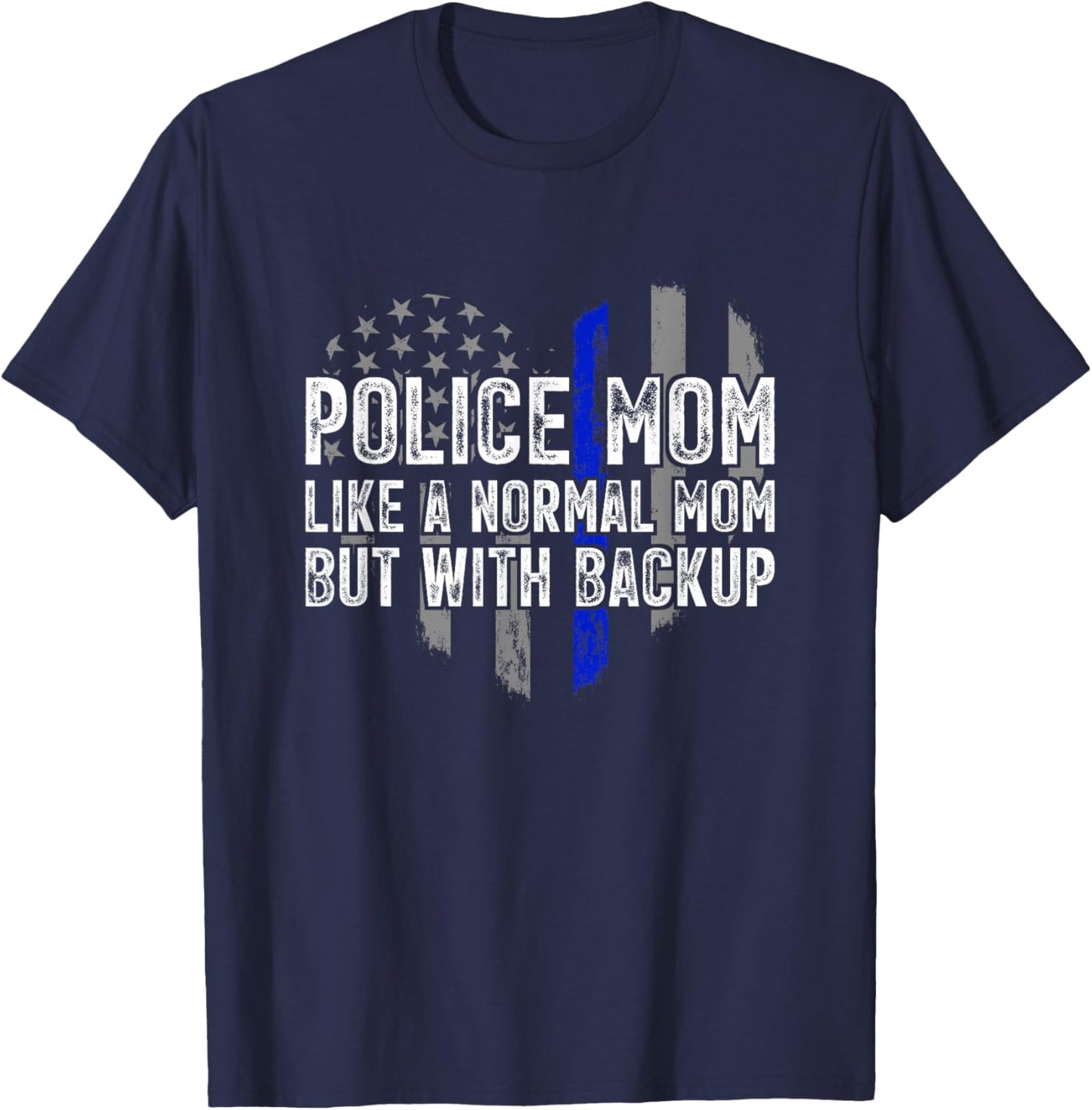 Police Mom Blue Line Flag T-Shirt - T-Shirt | Navy