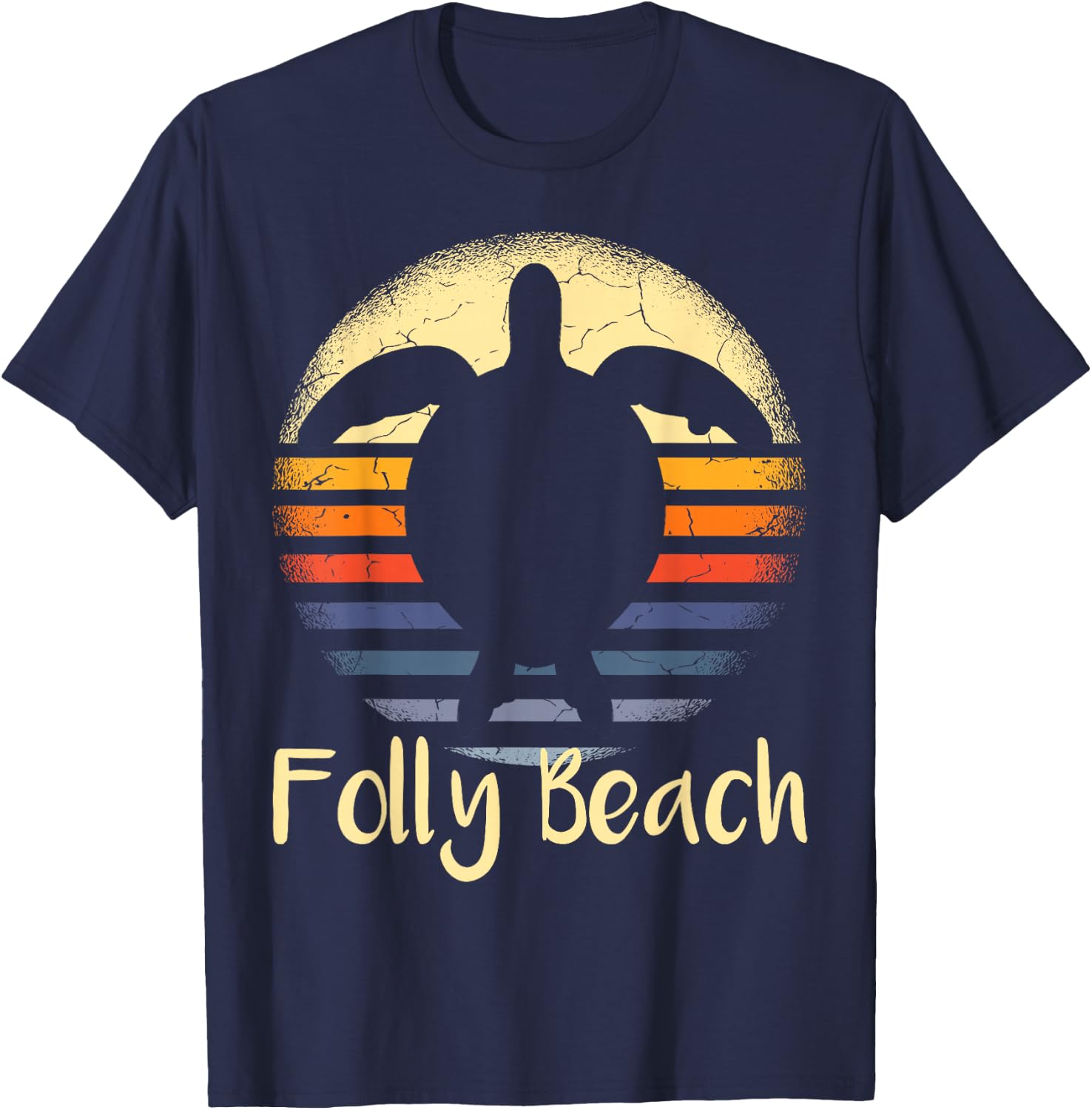 Folly Beach South Carolina SC Loggerhead Sea Turtle Lover T-Shirt - T-Shirt | Navy