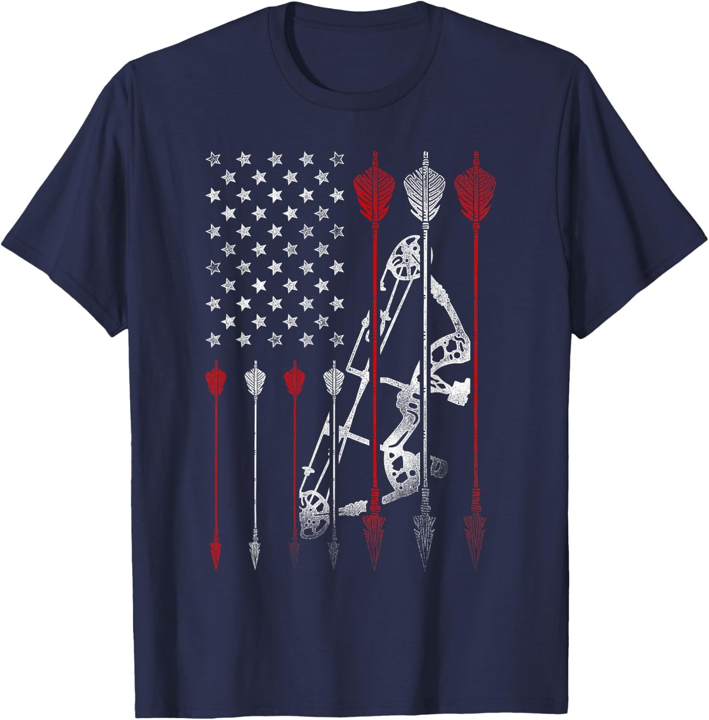 Archery Archer Usa American Flag Vintage Arrow Compound Bow T-Shirt - T-Shirt | Navy