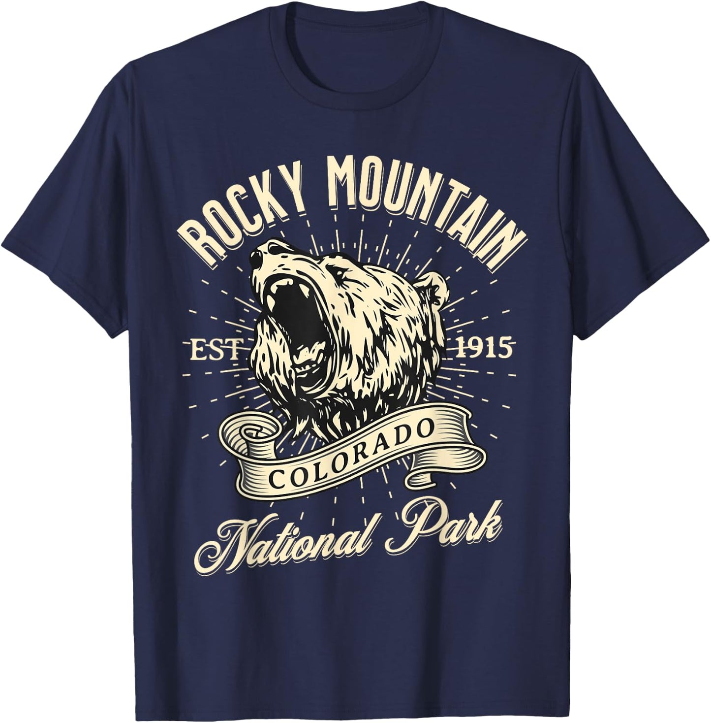Rocky Mountain National Park Colorado Bear Hike Outdoors T-Shirt - T-Shirt | Navy