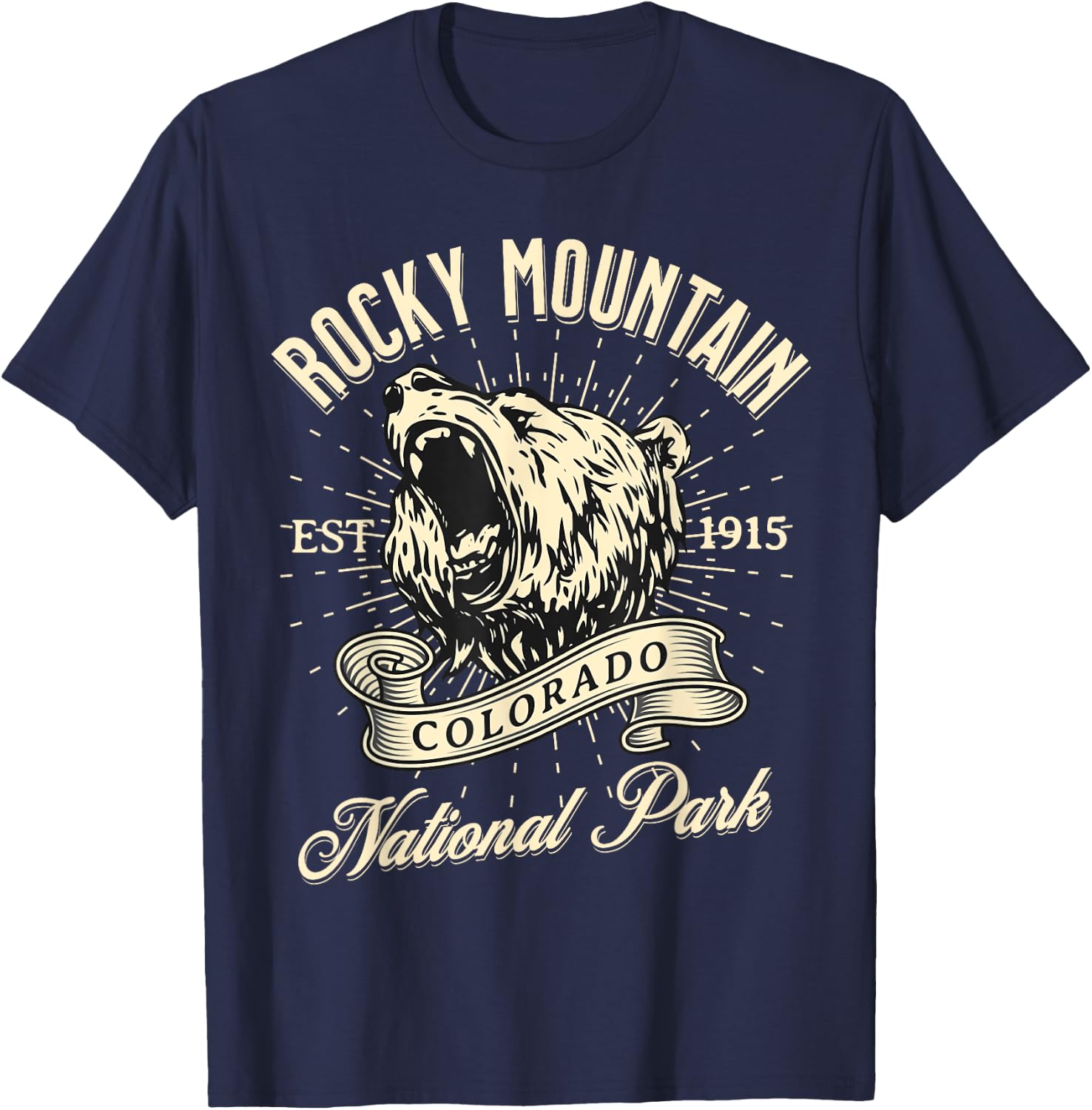 Rocky Mountain National Park Colorado Bear Hike Outdoors T-Shirt - T-Shirt | Navy