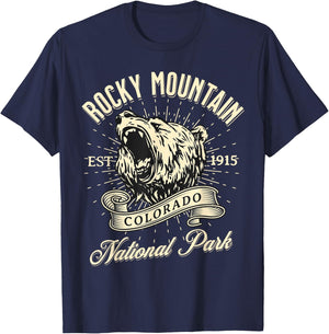 Rocky Mountain National Park Colorado Bear Hike Outdoors T-Shirt - T-Shirt | Navy