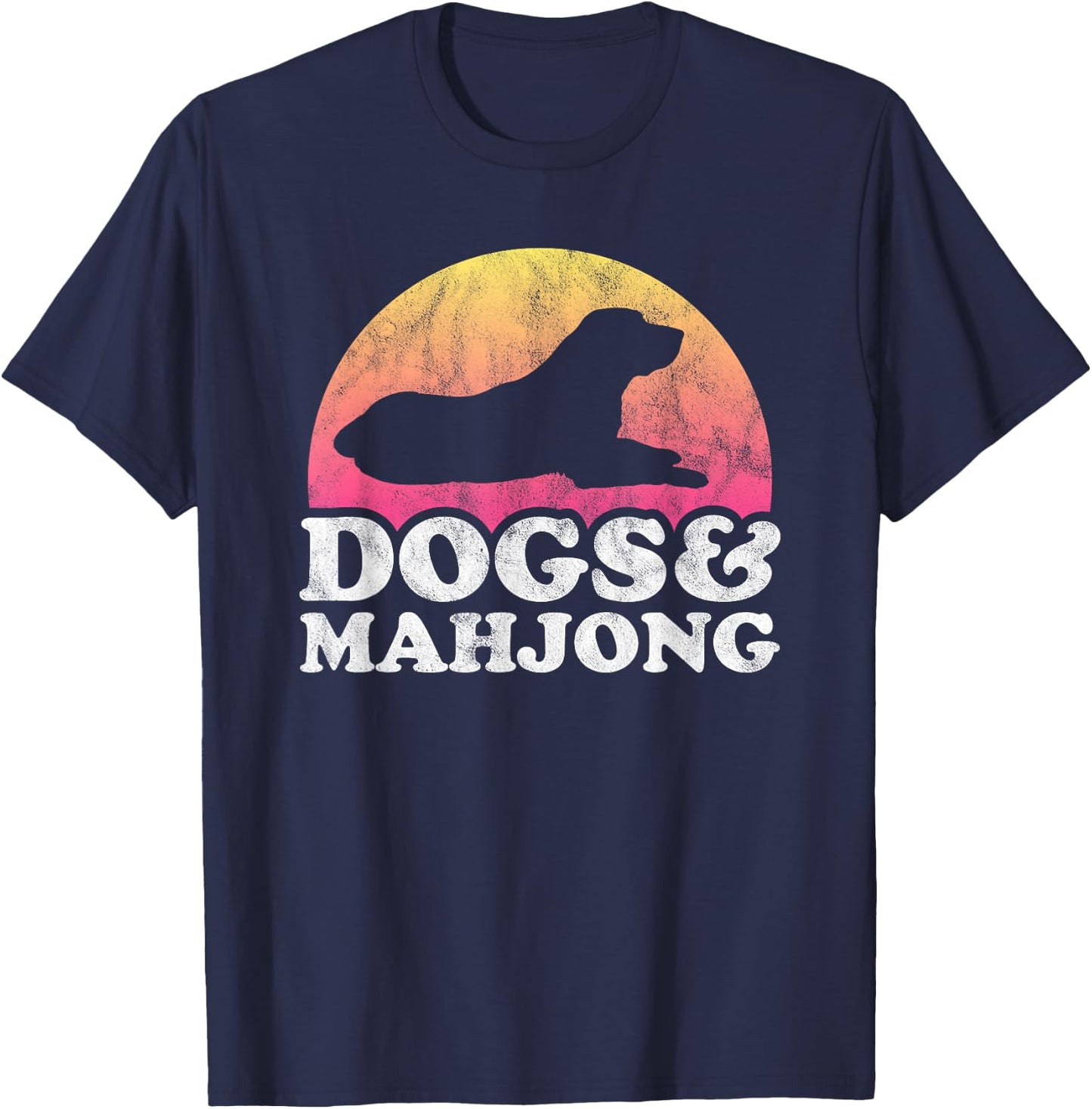 Dogs and Mahjong Men's or Women's Dog T-Shirt - T-Shirt | Navy