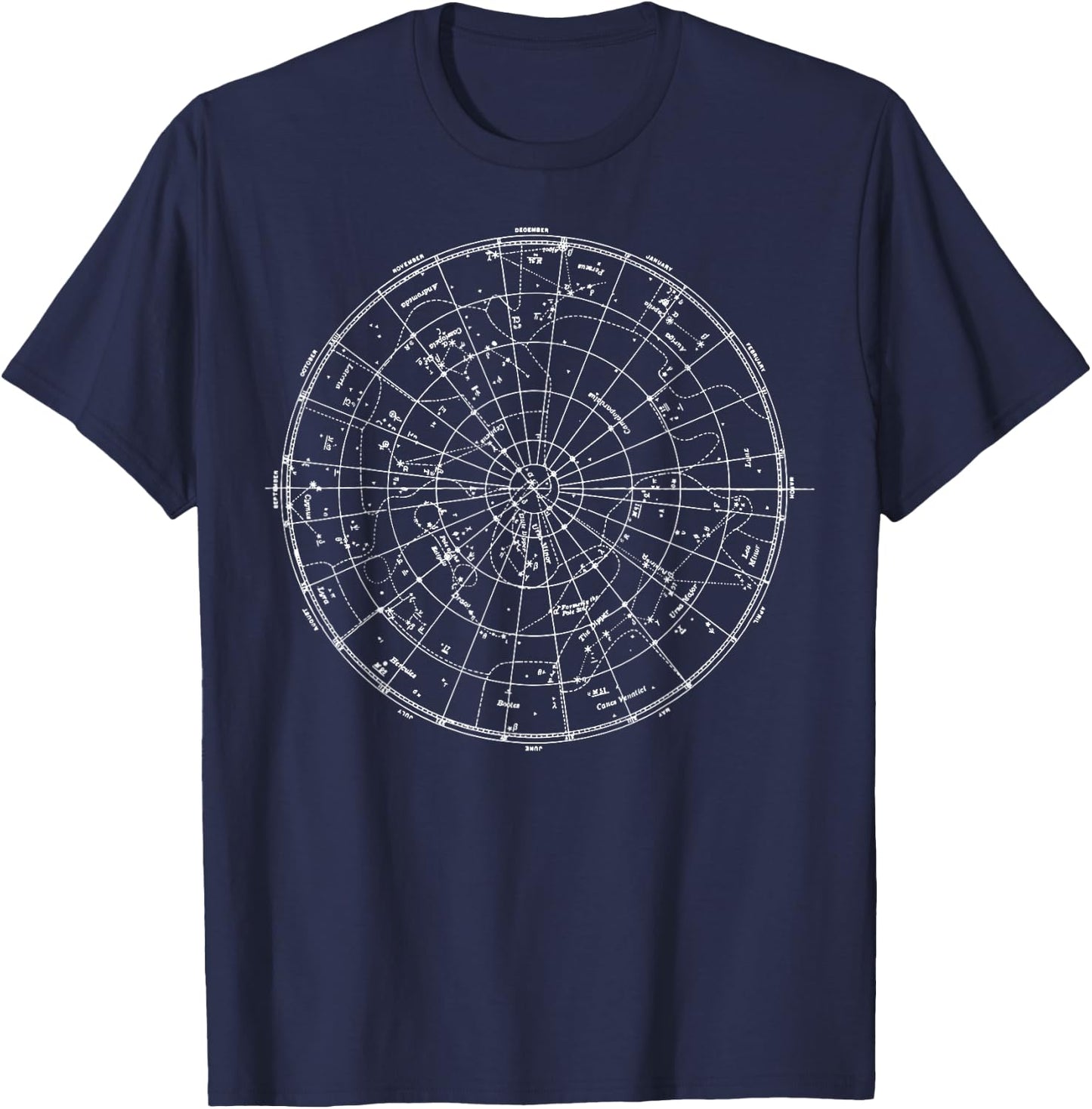 Vintage Diagram Star Chart Map Night Sky Blueprint Space T-Shirt - T-Shirt | Navy