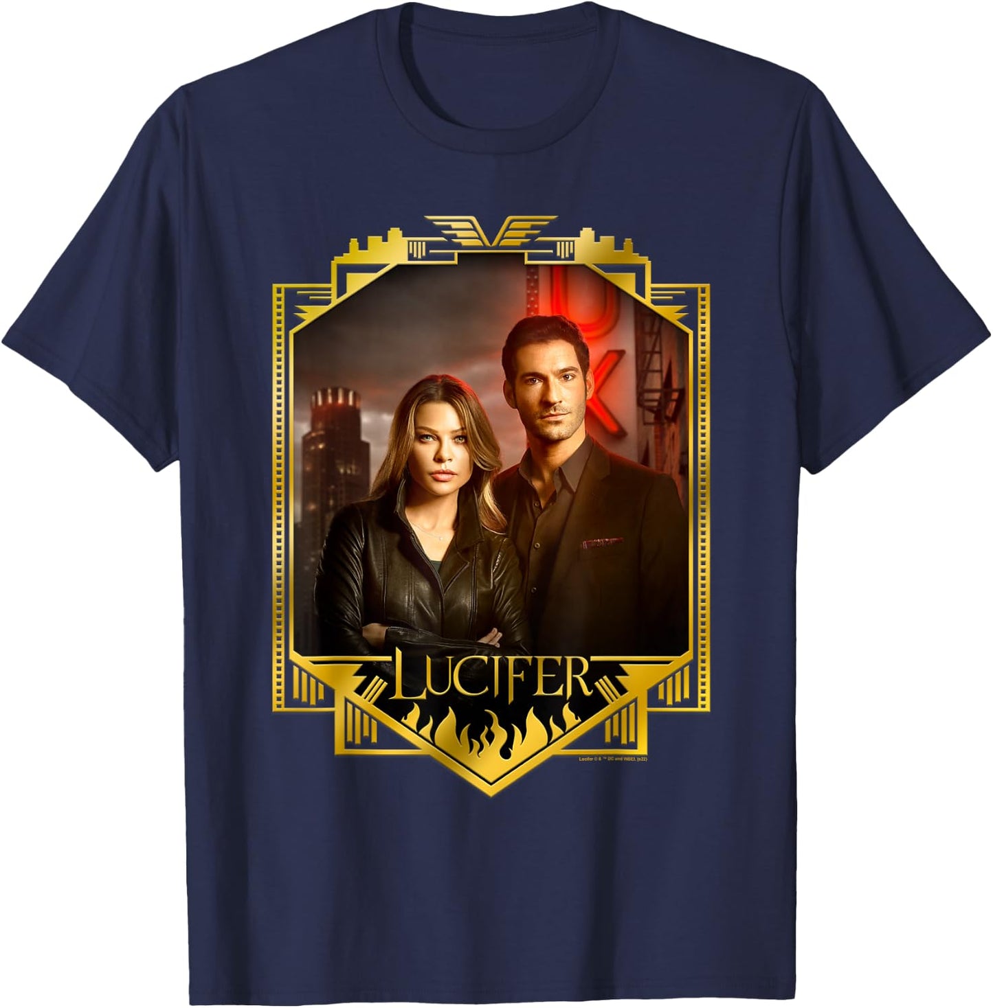 Lucifer Morningstar And Detective Decker T-Shirt - T-Shirt | Navy