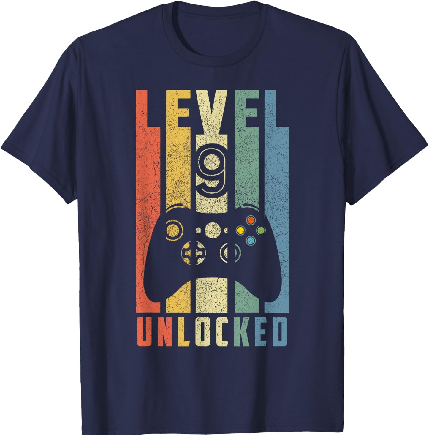 Level 9 Unlocked 9th Video Gamer Birthday Boy Gifts T-Shirt - T-Shirt | Navy