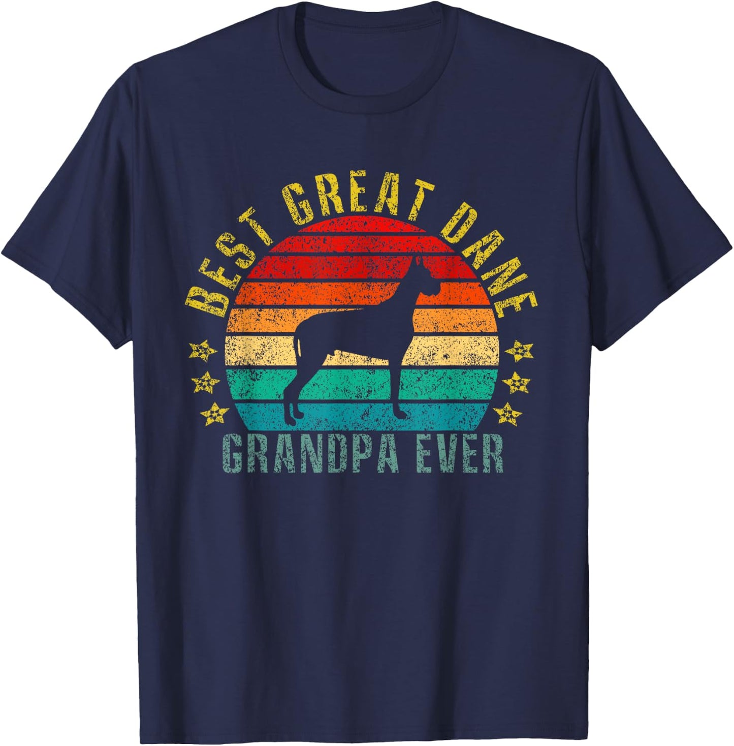 Best Great Dane Grandpa Ever Funny Retro T-Shirt - T-Shirt | Navy