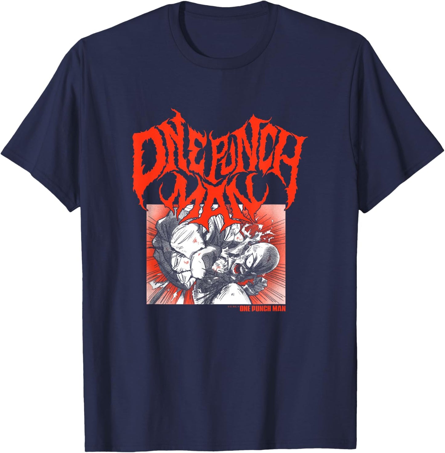 One Punch Man Metal Inspired Logo Small T-Shirt - T-Shirt | Navy