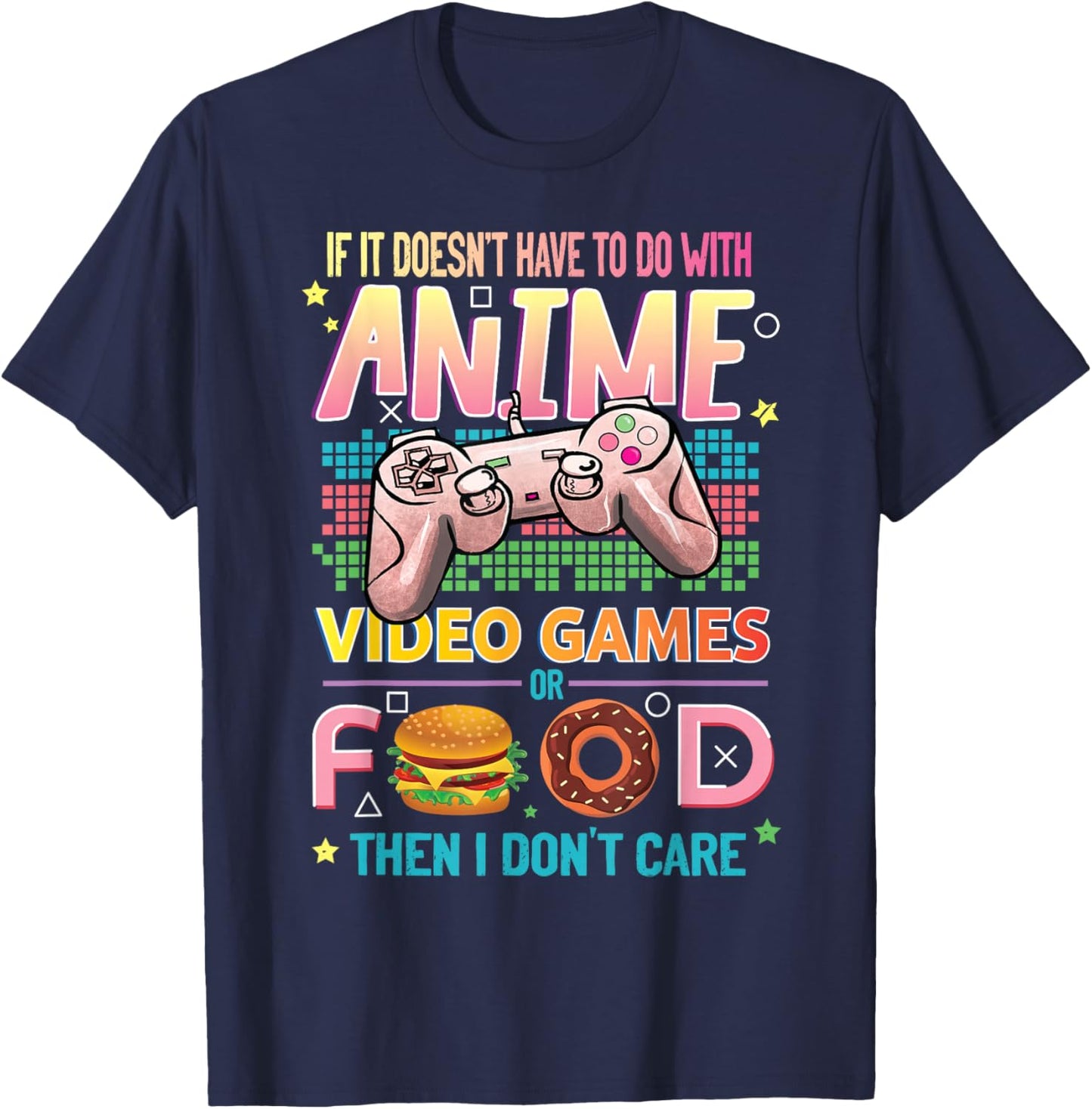 Anime Video Games Food - Anime Lovers Gifts Idea Girls Boys Small T-Shirt - T-Shirt | Navy