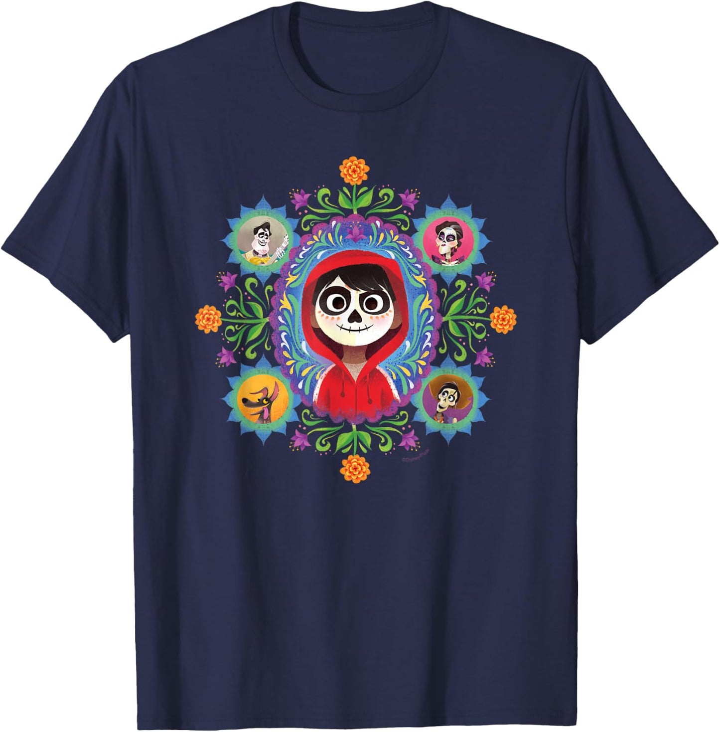 Disney and Pixar's Coco Miguel Colourful Florals T-Shirt - T-Shirt | Navy